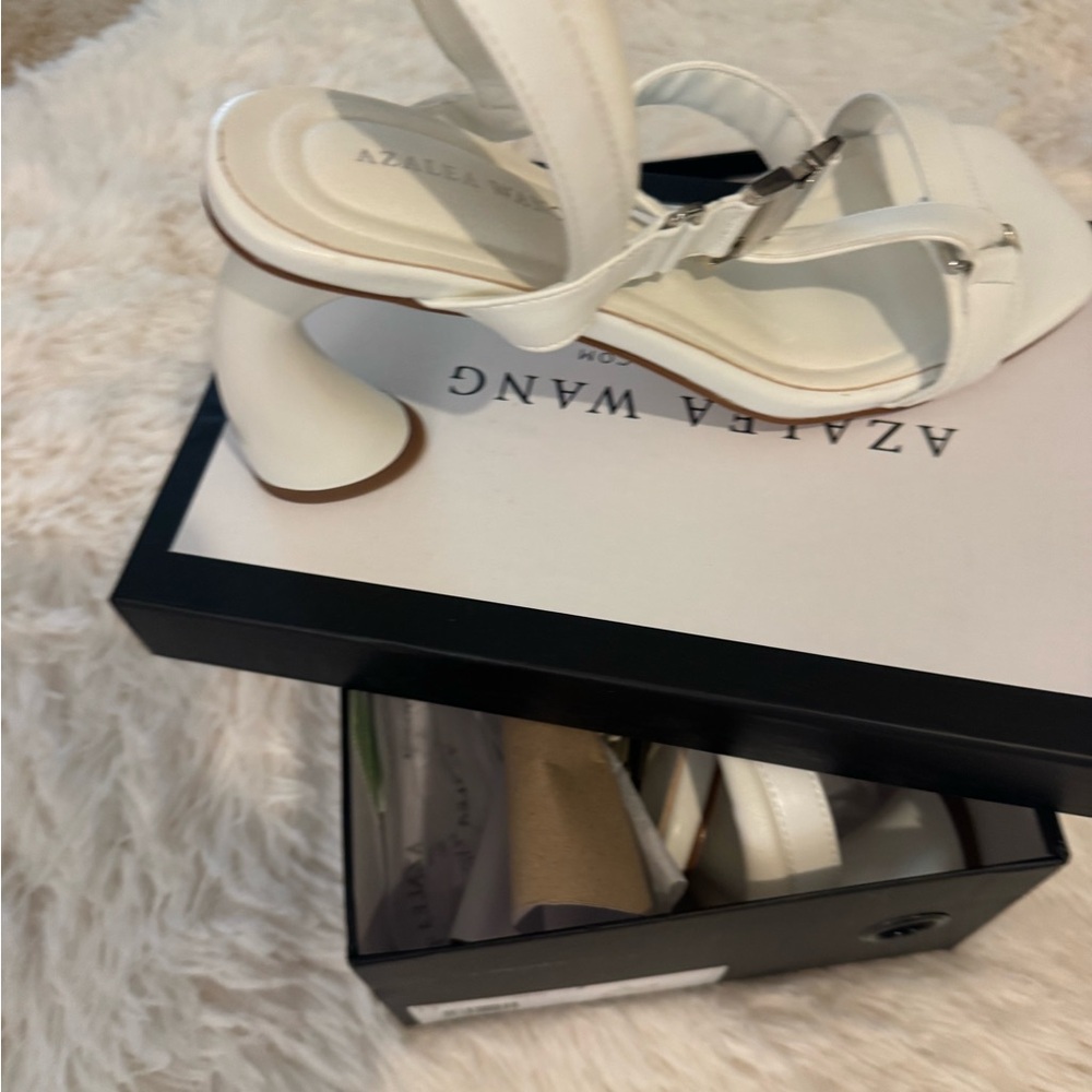Azalea Wang White Curved Heel Sandals
